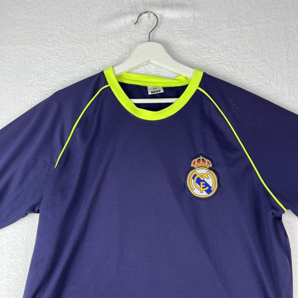Real Madrid Club Soccer Football Jersey Shirt Mens Large Blue Short Sleeve